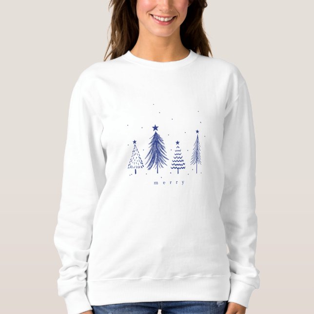 Modern Minimalist Merry Christmas Tree  Sweatshirt (Front)