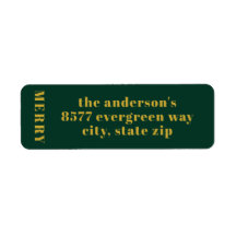 Modern Minimalist Merry Green Return Address 