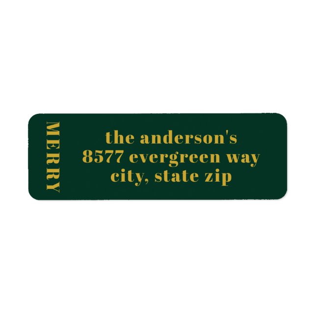Modern Minimalist Merry Green Return Address  (Front)