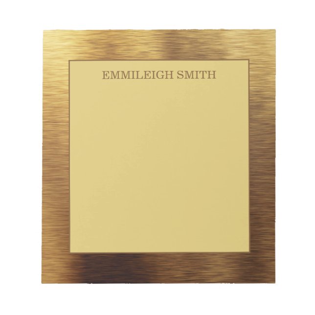 Modern Minimalist Metallic Gold Name Notepad (Front)