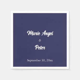 Modern Minimalist Midnight Blue Cocktail Wedding Napkin