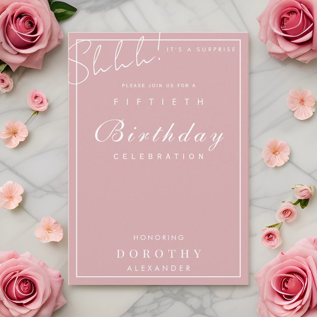 Modern Minimalist Milestone Surprise Birthday Invitation (Creator Uploaded)