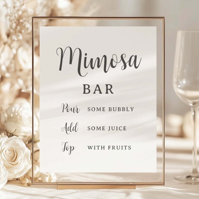Modern Minimalist Mimosa Bar Party Tabletop Sign (Creator Uploaded)