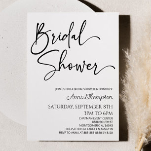Modern Minimalist Minimal Simple Bridal Shower Invitation