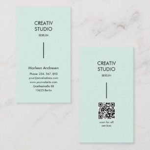 Modern Minimalist Mint Black QR Code Business Card