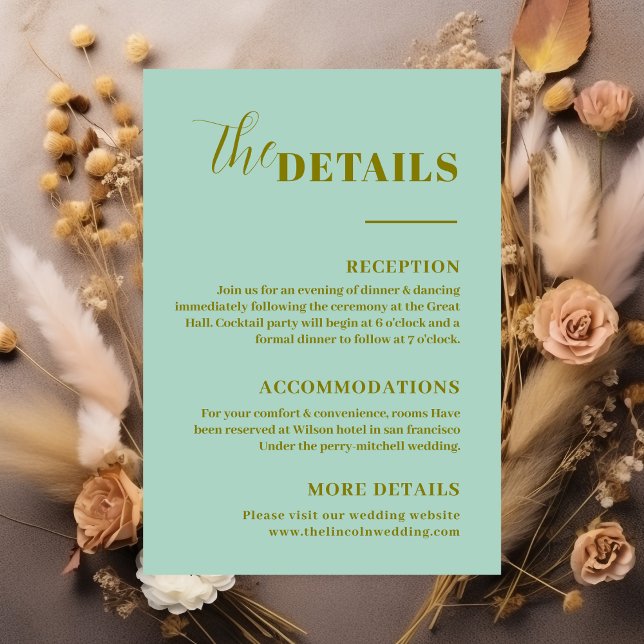 Modern Minimalist Mint Green details Enclosure Card (Creator Uploaded)