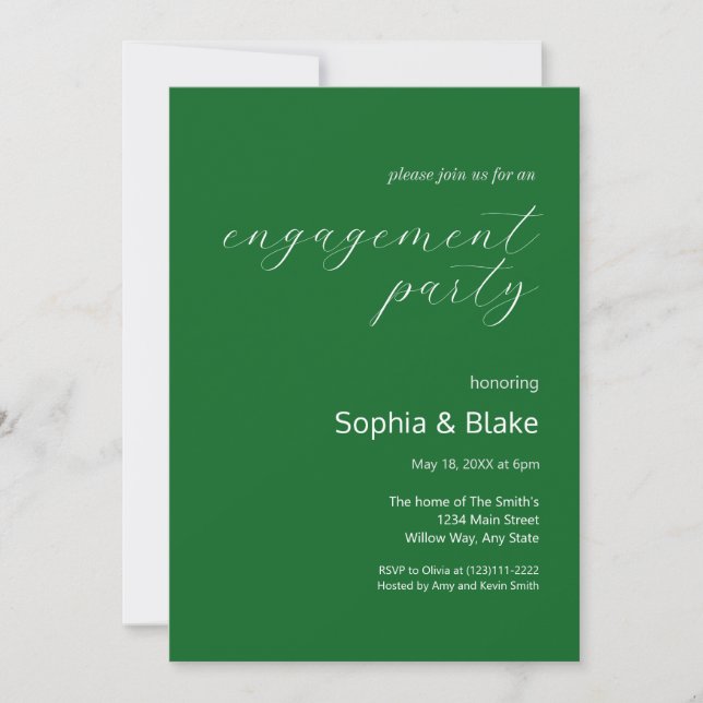 Modern Minimalist Mint Green Engagement Party Invitation (Front)