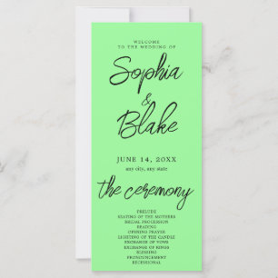 Modern Minimalist Mint Green Wedding Program