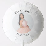 Modern Minimalist Mis XV Años Photo Balloon<br><div class="desc">Create your own personalised white border photo balloons for your her 15th birthday. Customise the solid white background colour or the black text colour to match your photo. If you change the font type or size, you can fine tune the curvature of the text in small increments. Have fun creating...</div>