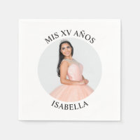 Modern Minimalist Mis XV Años Round Photo