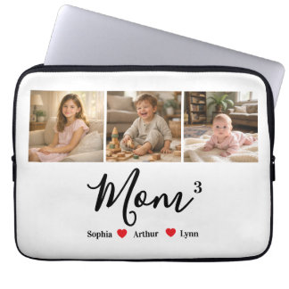 Modern Minimalist Mom Custom Photo & Name Keepsake Laptop Sleeve