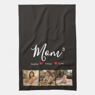 Modern Minimalist Mom Custom Photo & Name Keepsake Tea Towel
