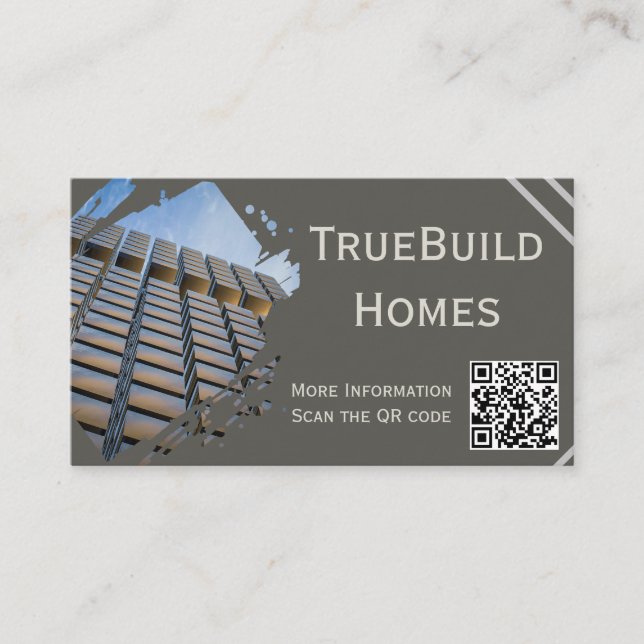 Modern Minimalist Monochrome Construction Business Card (Front)