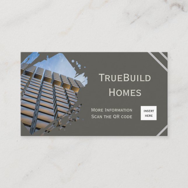 Modern Minimalist Monochrome Construction Business Card (Front)