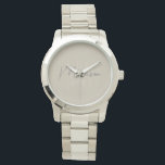 Modern Minimalist Monogram Beige Script Name Watch<br><div class="desc">Elevate your style with this sleek and sophisticated watch, featuring a personalised monogram with your initials and name in an elegant modern script. The minimalist beige design offers a timeless and refined look, making it the perfect accessory for any occasion. Ideal as a thoughtful gift or a stylish addition to...</div>