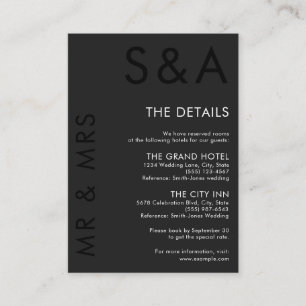 Modern Minimalist Monogram Black and White Wedding Enclosure Card