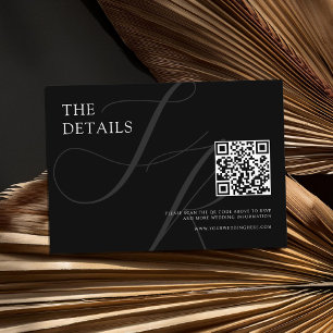 Modern Minimalist Monogram Black and White Wedding Enclosure Card