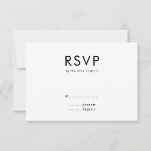 Modern Minimalist Monogram Black and White Wedding RSVP Card
