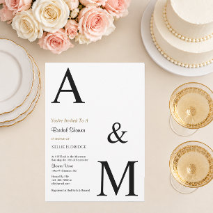 Modern Minimalist Monogram Bridal Shower Invitation