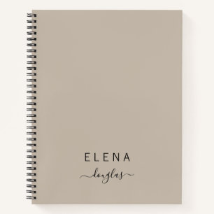 Modern Minimalist Monogram Brown Neutral Script Notebook