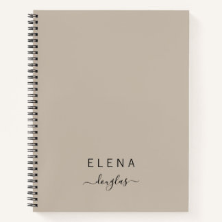 Modern Minimalist Monogram Brown Neutral Script Notebook