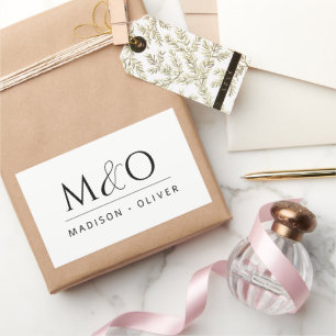 Modern Minimalist Monogram Couple  Rectangular Sticker