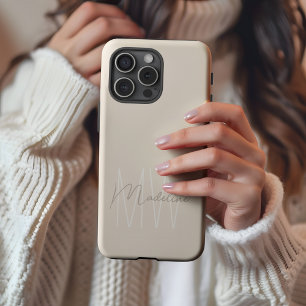 Modern Minimalist Monogram Cream iPhone 16 Pro Max Case