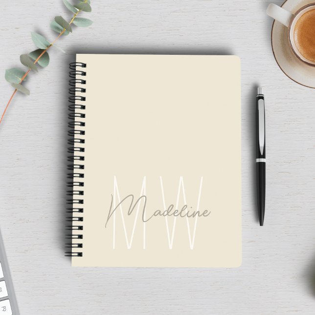 Modern Minimalist Monogram Cream Notebook (Modern Minimalist Monogram Cream Notebook by MINTIC DESIGN STUDIO)
