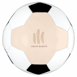 Modern Minimalist Monogram Custom Name Simple Soccer Ball