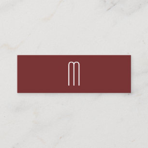 Modern Minimalist Monogram Dark Red Mini Business Card
