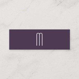Modern Minimalist Monogram Deep Purple Mini Business Card