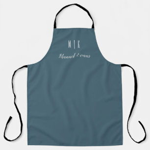 Modern Minimalist Monogram Deep Space Sparkle Apron