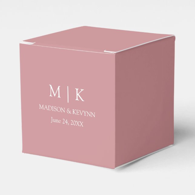 Modern Minimalist Monogram Dusty Rose Wedding Favour Box (Front Side)