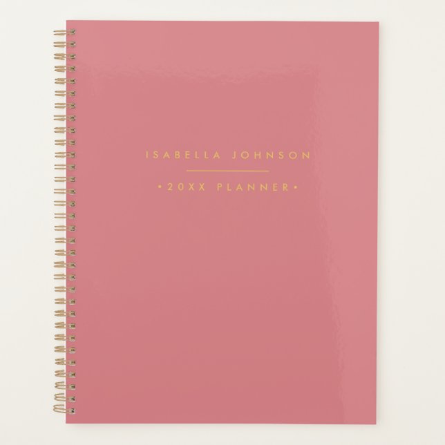 Modern Minimalist Monogram Girly | Pink Gold Planner (Front)