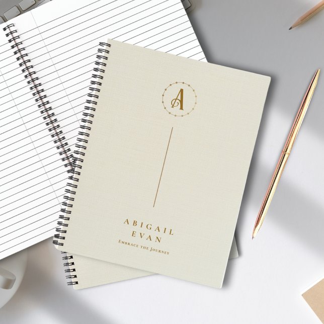 Modern Minimalist Monogram Gold and cream Spiral Notebook (Modern Minimalist Monogram Gold and cream Spiral Notebook)