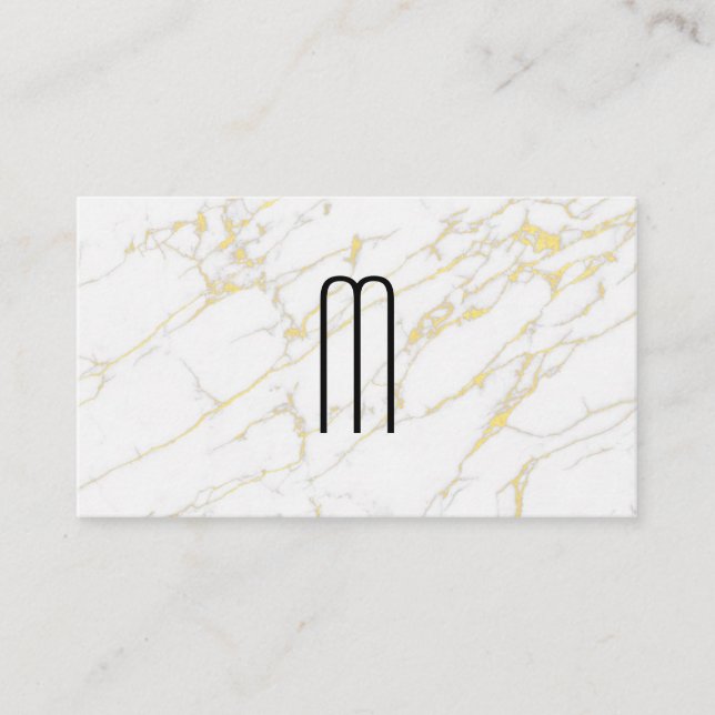 Modern Minimalist Monogram | Gold Marble Business Card (Front)