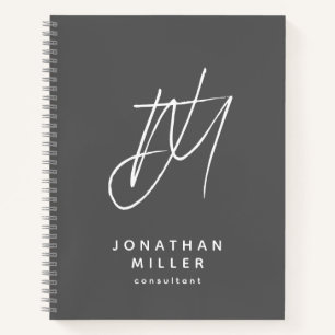 Modern Minimalist Monogram Gray Notebook