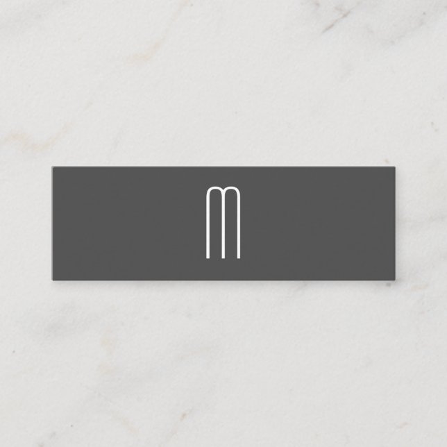 Modern Minimalist Monogram Grey Mini Business Card (Front)
