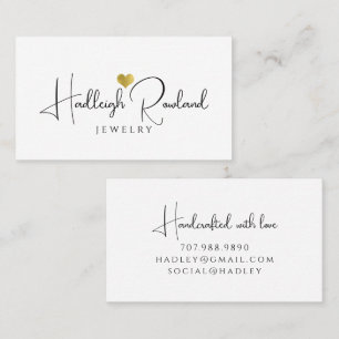 Modern Minimalist Monogram Handcrafted Jewellery Business Card