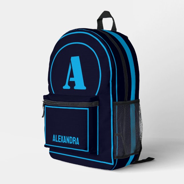 Modern Minimalist Monogram Initial, Birthday gift Printed Backpack (Back Corner Right)