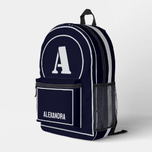 Modern Minimalist Monogram Initial, Birthday gift Printed Backpack
