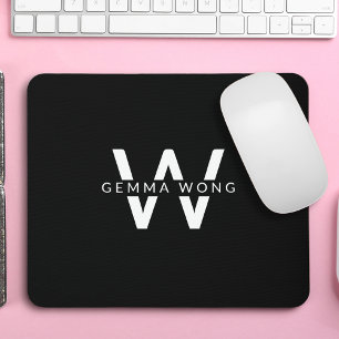 Modern Minimalist Monogram Initial Mouse Pad