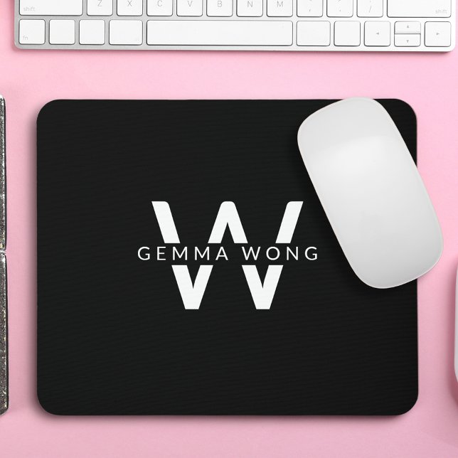 Modern Minimalist Monogram Initial  Mouse Pad (Creator Uploaded)