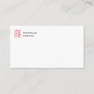Modern Minimalist Monogram Initial Plain Red White Enclosure Card