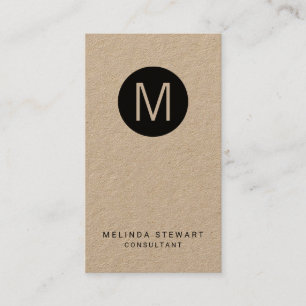 Modern Minimalist Monogram Kraft Paper Business Card