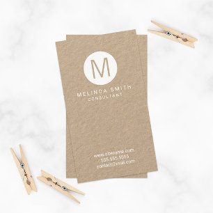 Modern Minimalist Monogram Kraft Paper Business Card