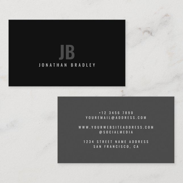 Modern Minimalist Monogram Logo Professional Business Card (Front/Back)