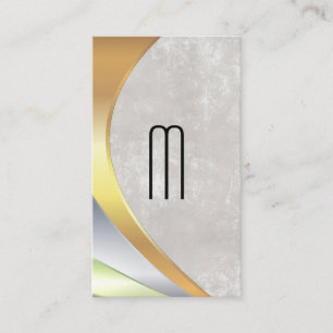 Modern Minimalist Monogram Metal Layers Business Card