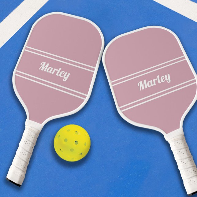 Modern Minimalist Monogram Name Girly Sports Pink  Pickleball Paddle (Creator Uploaded)