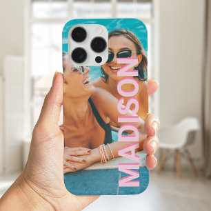 Modern Minimalist Monogram Name Photo iPhone 16 Pro Max Case